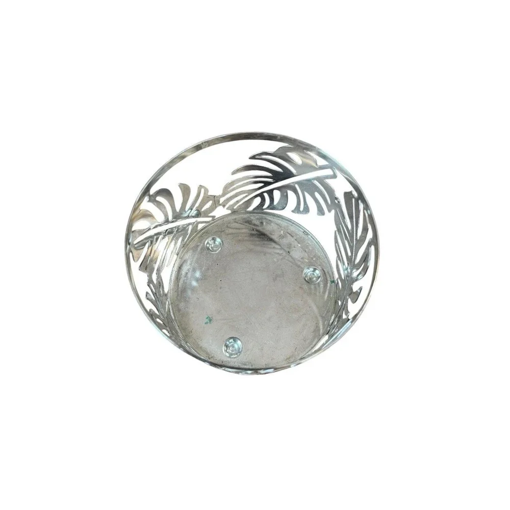 Bath & and Body Works Slatkin Monstera Leaf Silver 3 Wick Candle Holder Silver